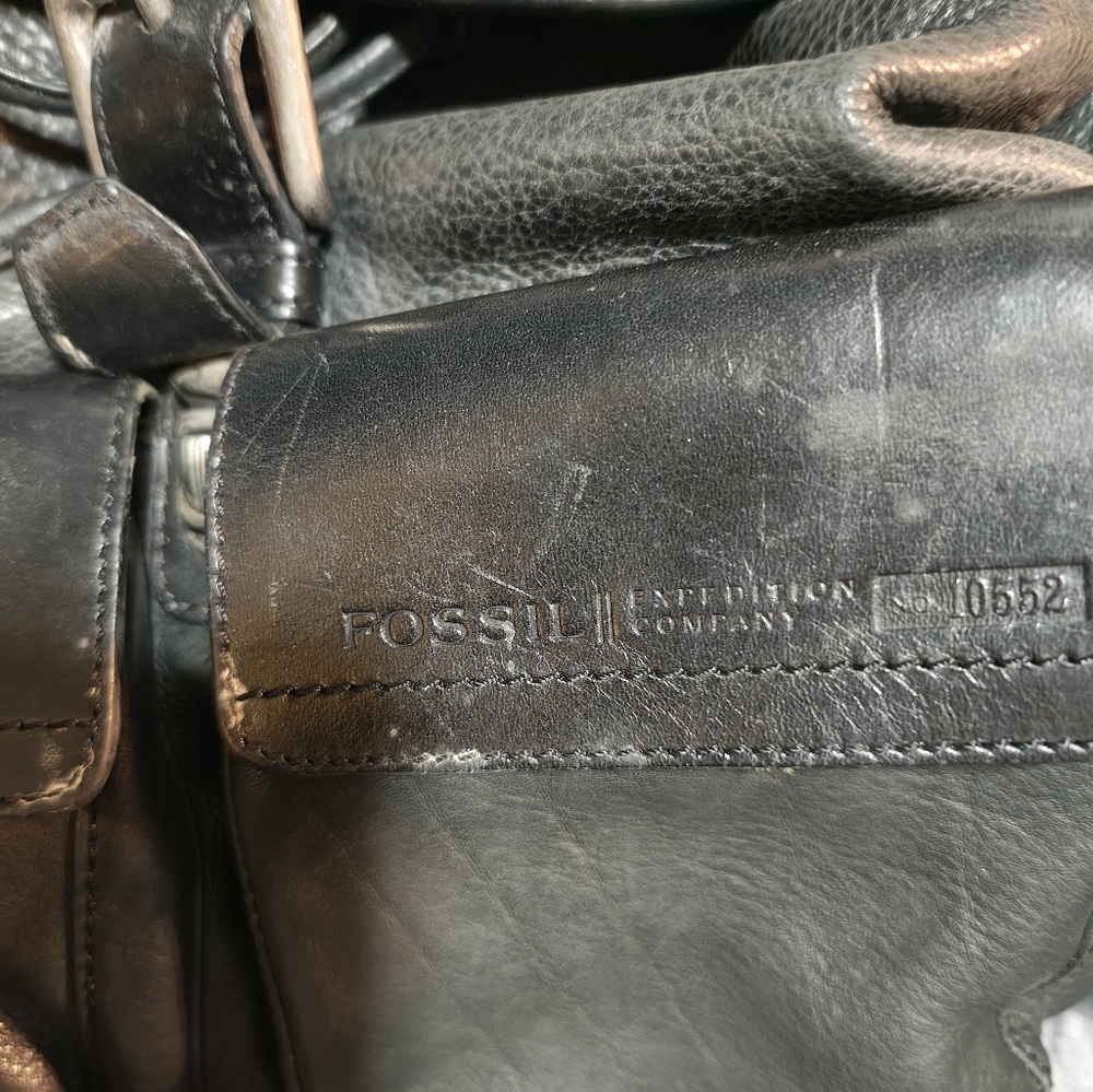 Fossil Dark Leather Messenger Bag